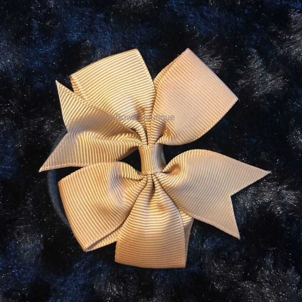 SET of Light Brown 3" Pinwheel Bow Ponytail PO4078  HAND CRAFTED  Boutique